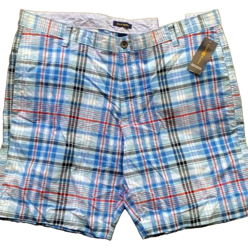 New Club Room Plaid Shorts blue Men s size 38